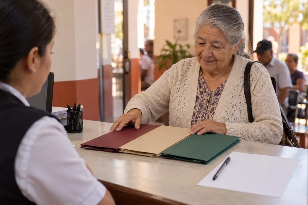 Imagen editorial ilustrativa sobre Constancia de identidad sin INE: cómo registrar a un adulto mayor en la pensión
