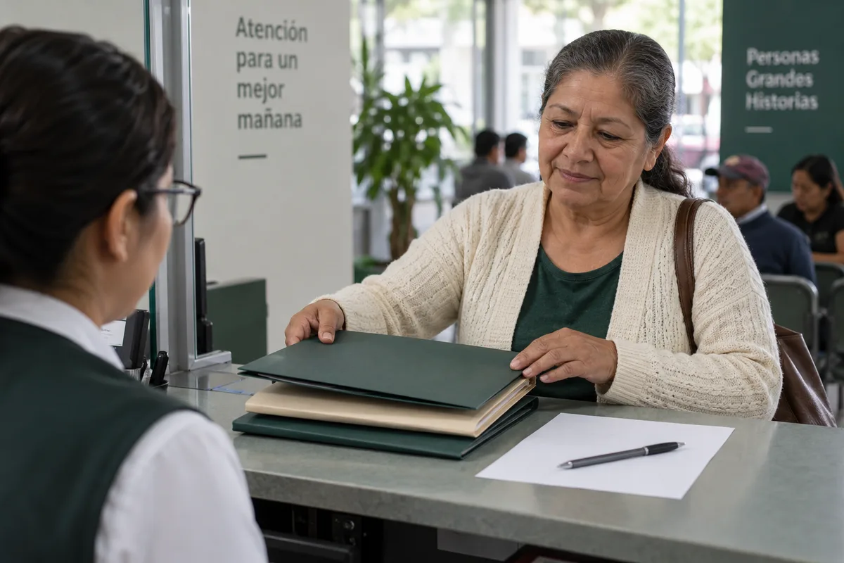 Imagen editorial ilustrativa sobre Documentos para tramitar la Pensión Bienestar en 2026: lista completa