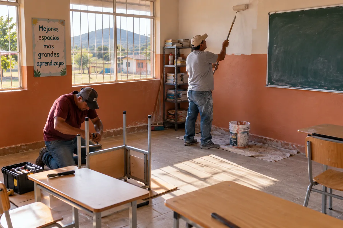 Imagen editorial ilustrativa sobre La Escuela es Nuestra 2026: cuánto recibe cada escuela y cómo funciona el CEAP